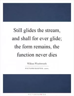 Still glides the stream, and shall for ever glide; the form remains, the function never dies Picture Quote #1