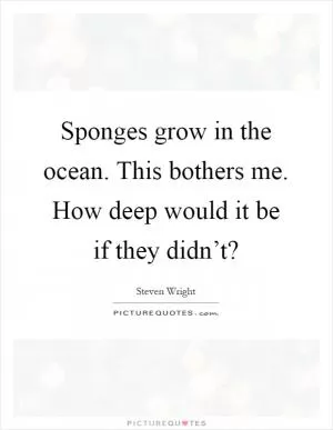 Sponges grow in the ocean. This bothers me. How deep would it be if they didn’t? Picture Quote #1