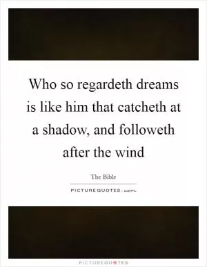 Who so regardeth dreams is like him that catcheth at a shadow, and followeth after the wind Picture Quote #1