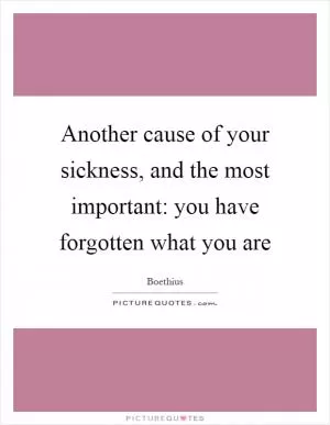 Another cause of your sickness, and the most important: you have forgotten what you are Picture Quote #1