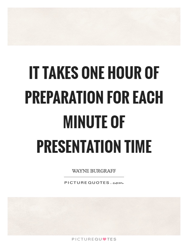 It takes one hour of preparation for each minute of presentation time Picture Quote #1