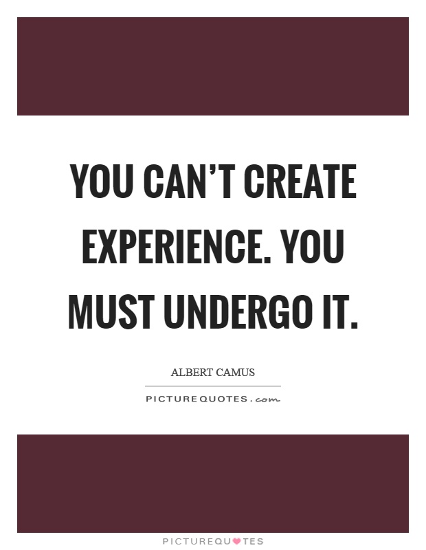 You can't create experience. You must undergo it Picture Quote #1