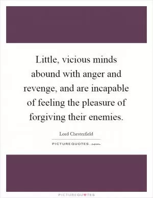 Little, vicious minds abound with anger and revenge, and are incapable of feeling the pleasure of forgiving their enemies Picture Quote #1
