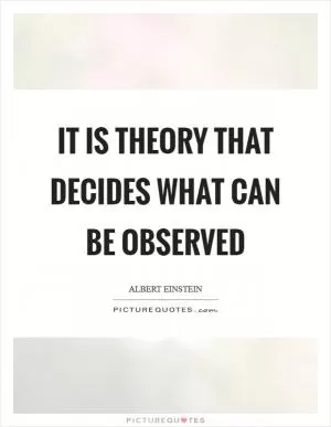 It is theory that decides what can be observed Picture Quote #1