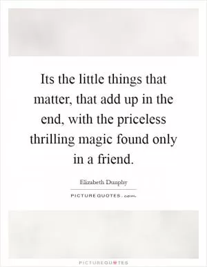 Its the little things that matter, that add up in the end, with the priceless thrilling magic found only in a friend Picture Quote #1