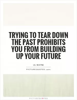 Trying to tear down the past prohibits you from building up your future Picture Quote #1
