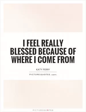 I feel really blessed because of where I come from Picture Quote #1