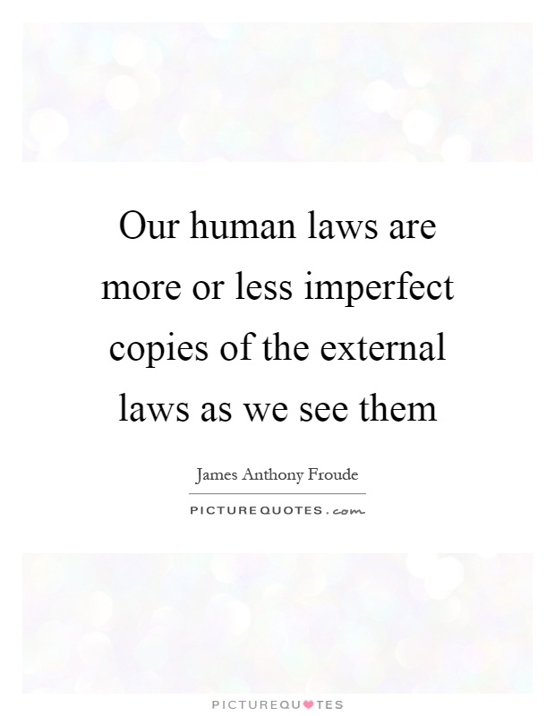 Our human laws are more or less imperfect copies of the external laws as we see them Picture Quote #1