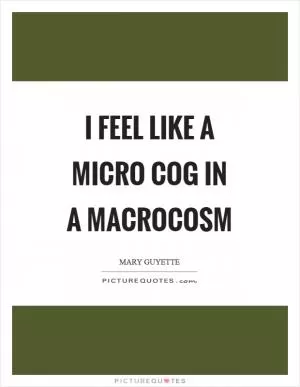I feel like a micro cog in a macrocosm Picture Quote #1