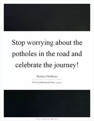 Stop worrying about the potholes in the road and celebrate the journey! Picture Quote #1