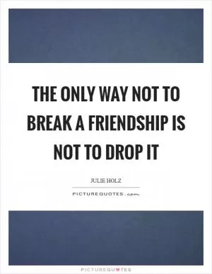 The only way not to break a friendship is not to drop it Picture Quote #1