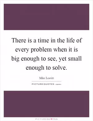 There is a time in the life of every problem when it is big enough to see, yet small enough to solve Picture Quote #1