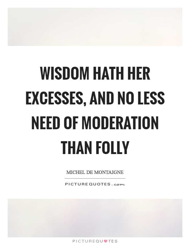 Wisdom hath her excesses, and no less need of moderation than folly Picture Quote #1