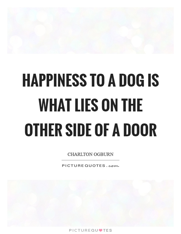 Happiness to a dog is what lies on the other side of a door Picture Quote #1