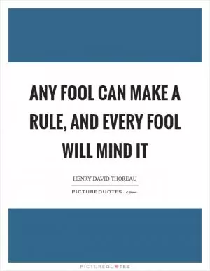 Any fool can make a rule, and every fool will mind it Picture Quote #1