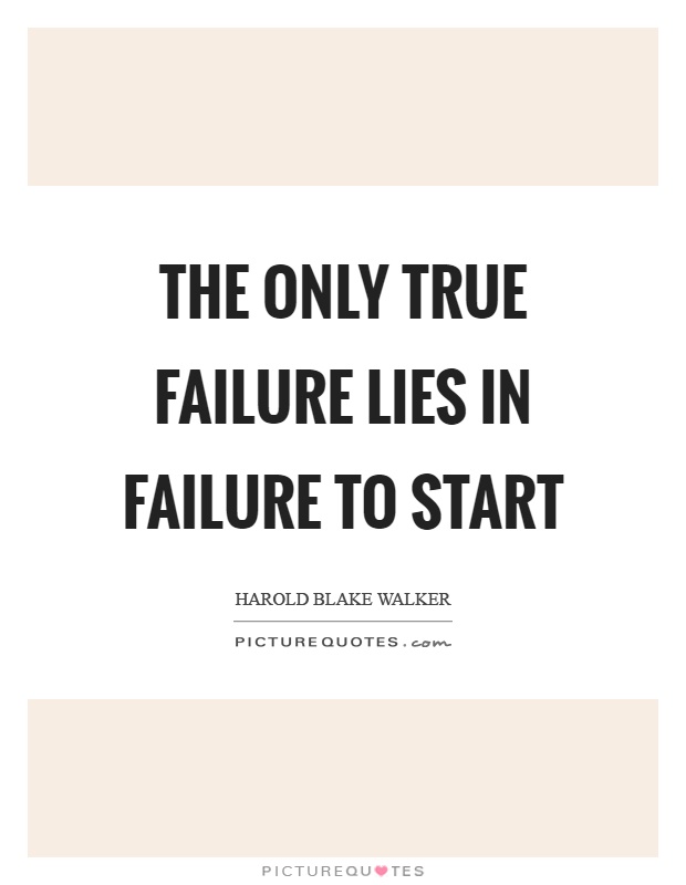 The only true failure lies in failure to start Picture Quote #1