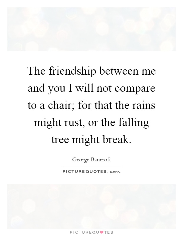 The friendship between me and you I will not compare to a chair; for that the rains might rust, or the falling tree might break Picture Quote #1
