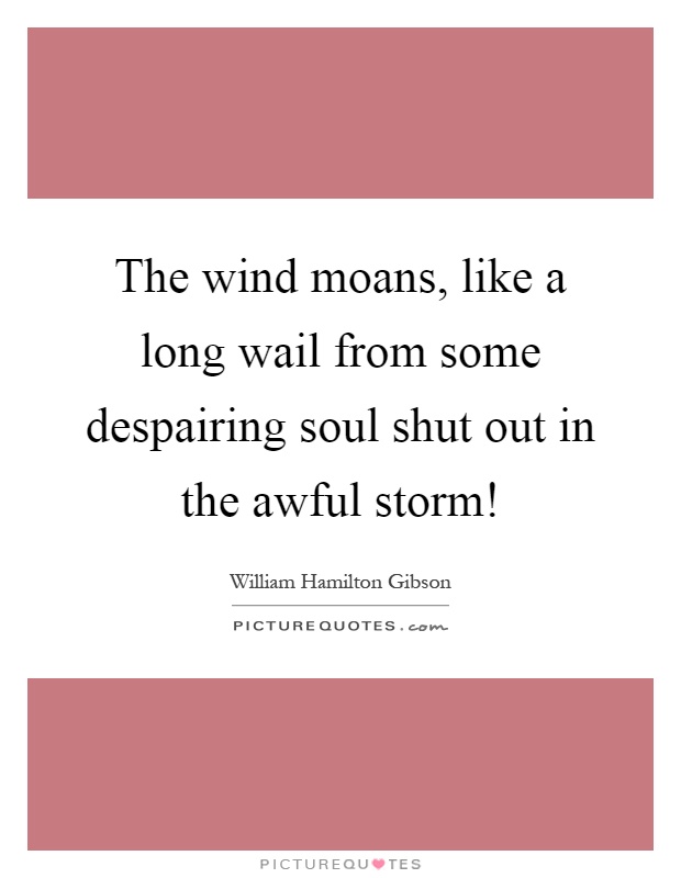 The wind moans, like a long wail from some despairing soul shut out in the awful storm! Picture Quote #1