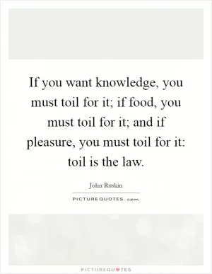 If you want knowledge, you must toil for it; if food, you must toil for it; and if pleasure, you must toil for it: toil is the law Picture Quote #1