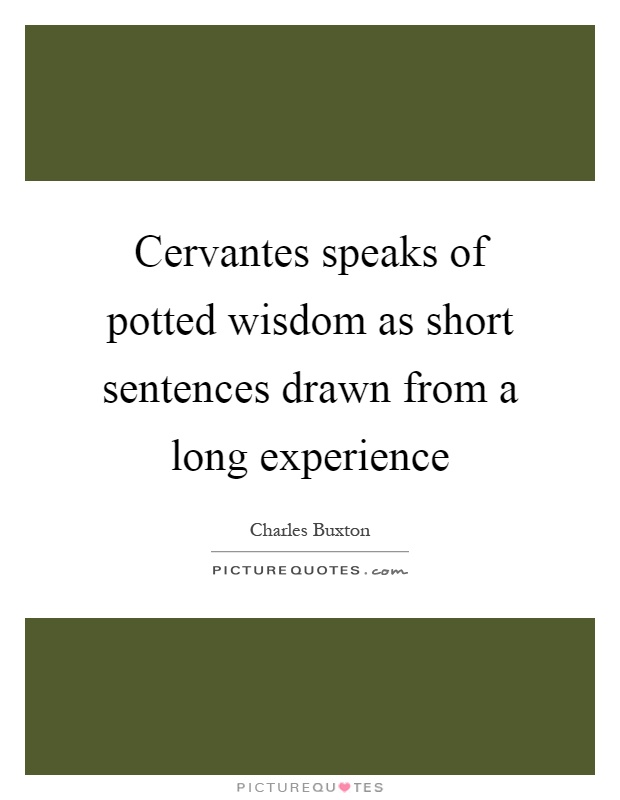 Cervantes speaks of potted wisdom as short sentences drawn from a long experience Picture Quote #1