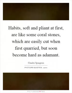 Habits, soft and pliant at first, are like some coral stones, which are easily cut when first quarried, but soon become hard as adamant Picture Quote #1