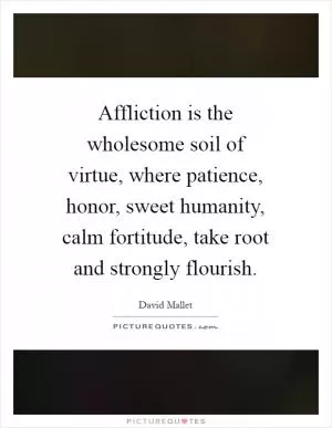 Affliction is the wholesome soil of virtue, where patience, honor, sweet humanity, calm fortitude, take root and strongly flourish Picture Quote #1
