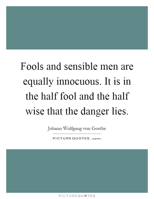 Fools and sensible men are equally innocuous. It is in the half fool and the half wise that the danger lies Picture Quote #1