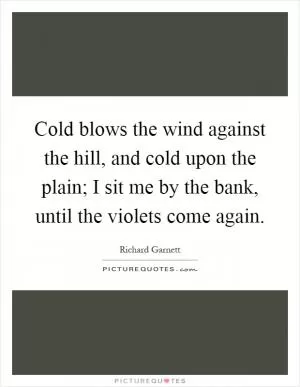Cold blows the wind against the hill, and cold upon the plain; I sit me by the bank, until the violets come again Picture Quote #1