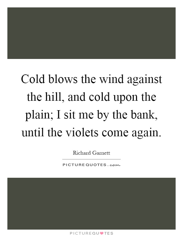 Cold blows the wind against the hill, and cold upon the plain; I sit me by the bank, until the violets come again Picture Quote #1