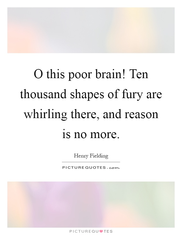 O this poor brain! Ten thousand shapes of fury are whirling there, and reason is no more Picture Quote #1