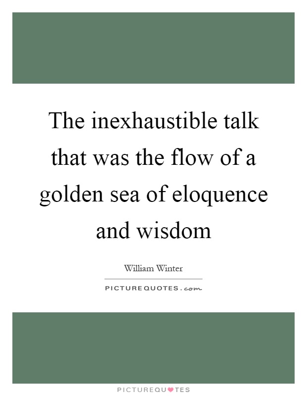 The inexhaustible talk that was the flow of a golden sea of eloquence and wisdom Picture Quote #1