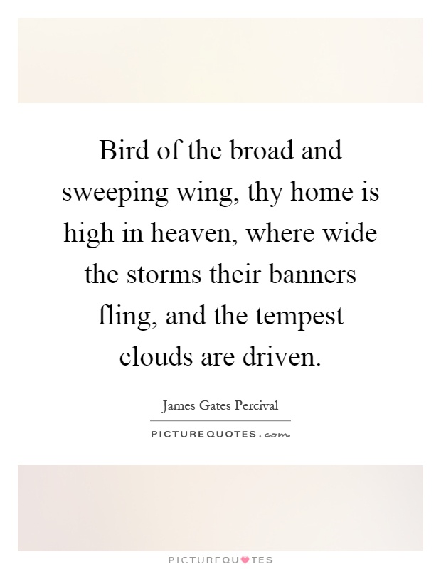 Bird of the broad and sweeping wing, thy home is high in heaven, where wide the storms their banners fling, and the tempest clouds are driven Picture Quote #1