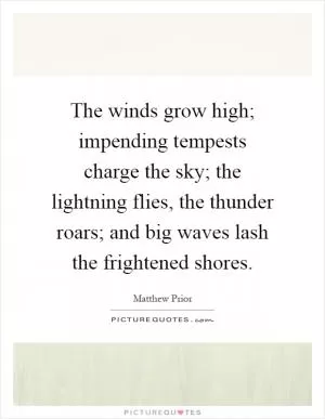 The winds grow high; impending tempests charge the sky; the lightning flies, the thunder roars; and big waves lash the frightened shores Picture Quote #1