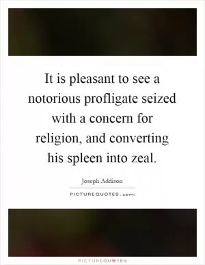 It is pleasant to see a notorious profligate seized with a concern for religion, and converting his spleen into zeal Picture Quote #1
