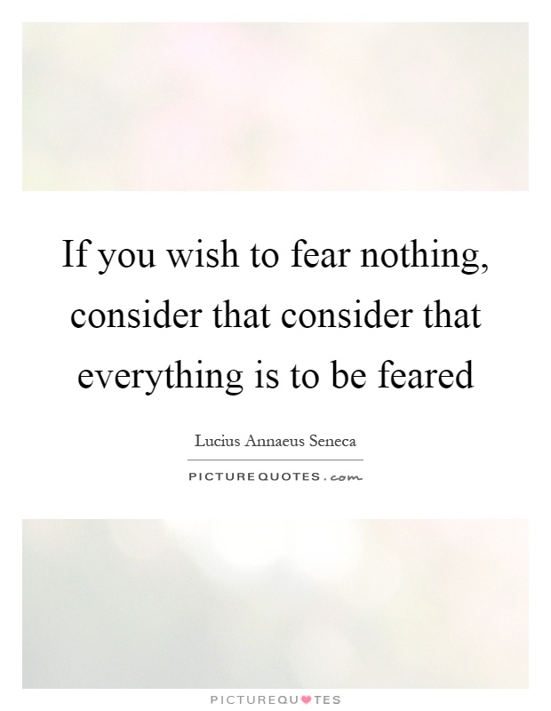 If you wish to fear nothing, consider that consider that everything is to be feared Picture Quote #1