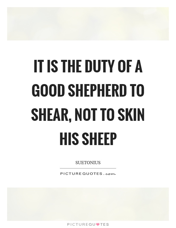 It is the duty of a good shepherd to shear, not to skin his sheep Picture Quote #1
