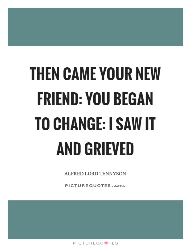 Then came your new friend: you began to change: I saw it and grieved Picture Quote #1