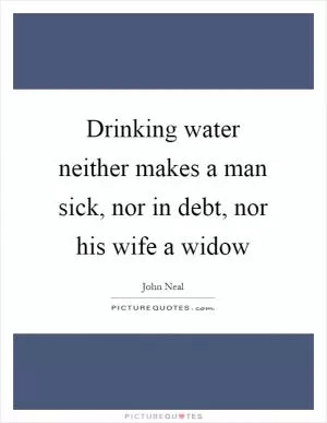 Drinking water neither makes a man sick, nor in debt, nor his wife a widow Picture Quote #1