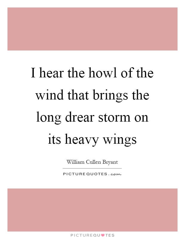 I hear the howl of the wind that brings the long drear storm on its heavy wings Picture Quote #1