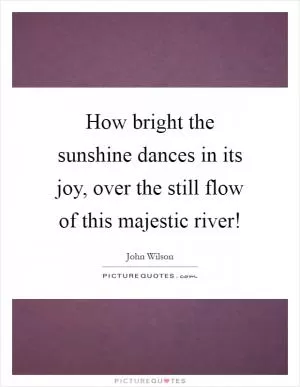 How bright the sunshine dances in its joy, over the still flow of this majestic river! Picture Quote #1