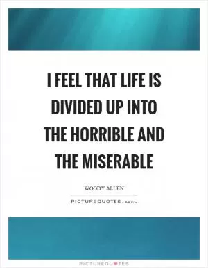 I feel that life is divided up into the horrible and the miserable Picture Quote #1