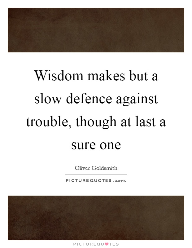 Wisdom makes but a slow defence against trouble, though at last a sure one Picture Quote #1