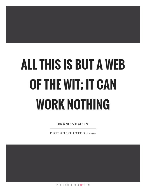 All this is but a web of the wit; it can work nothing Picture Quote #1