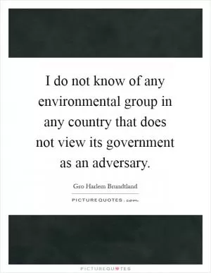 I do not know of any environmental group in any country that does not view its government as an adversary Picture Quote #1