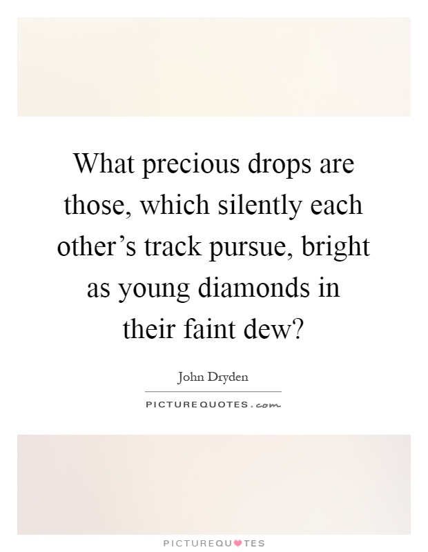 What precious drops are those, which silently each other's track pursue, bright as young diamonds in their faint dew? Picture Quote #1