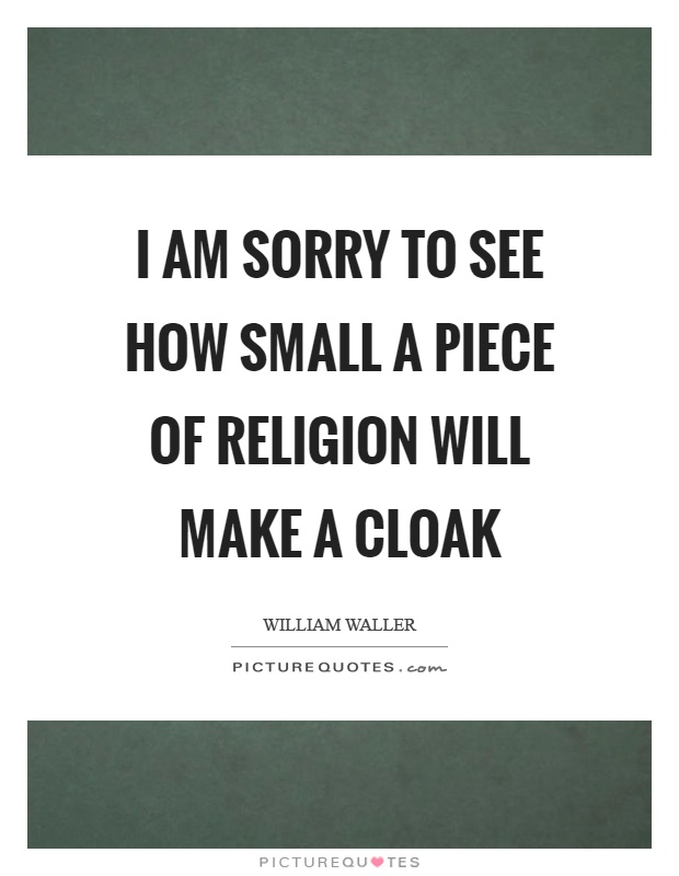 I am sorry to see how small a piece of religion will make a cloak Picture Quote #1