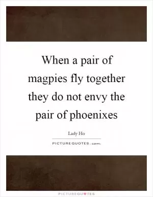 When a pair of magpies fly together they do not envy the pair of phoenixes Picture Quote #1