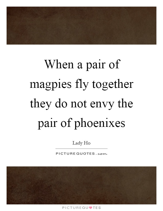 When a pair of magpies fly together they do not envy the pair of phoenixes Picture Quote #1