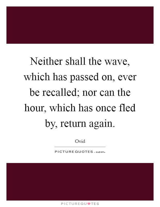 Neither shall the wave, which has passed on, ever be recalled; nor can the hour, which has once fled by, return again Picture Quote #1