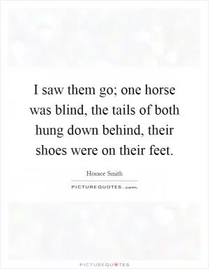 I saw them go; one horse was blind, the tails of both hung down behind, their shoes were on their feet Picture Quote #1